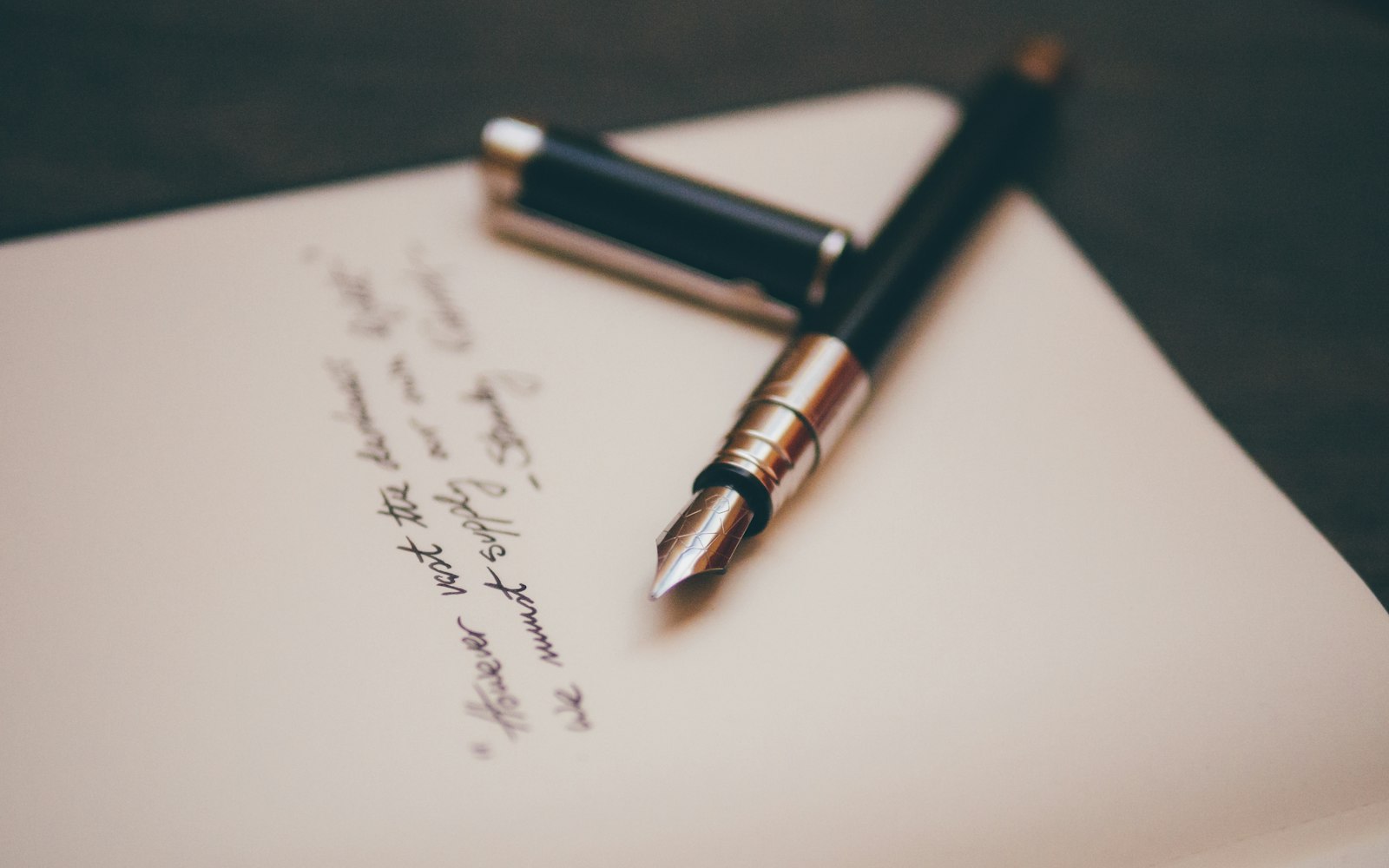Fountain pen on a sheet of paper