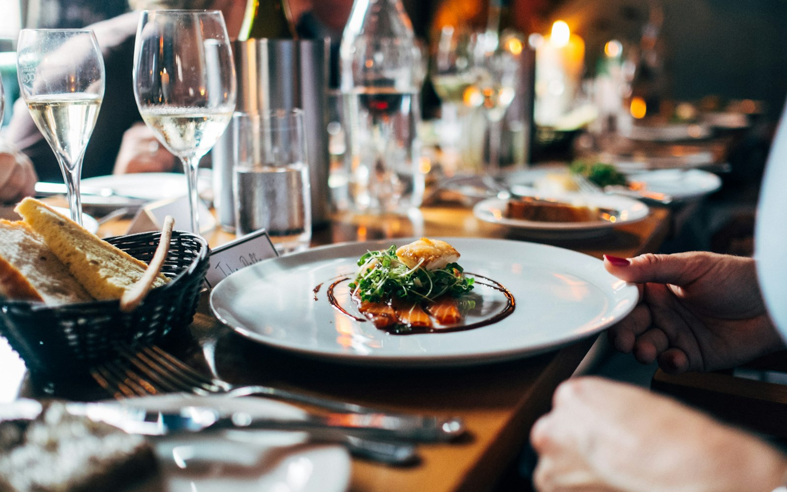 Table setting at a formal dinner