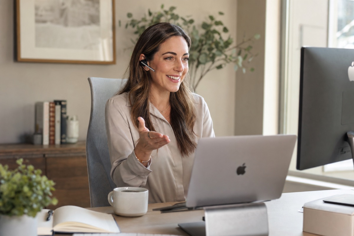 An Alterum partner at work in a home office